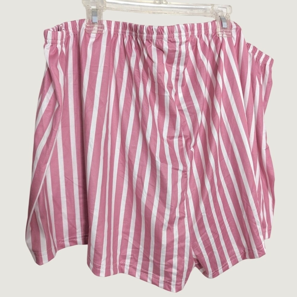 Womens Shorts Plus Size 5XL Pink White Stripe Pajama Lounge Lightweight Stretchy
